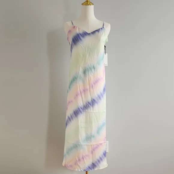 DEX Women's Satin Slip Maxi Dress Long Beach Party Soft Flare Size S - Picture 4 of 8